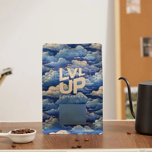 Cloud Pattern Flat Bottom Coffee Bag with Zipper