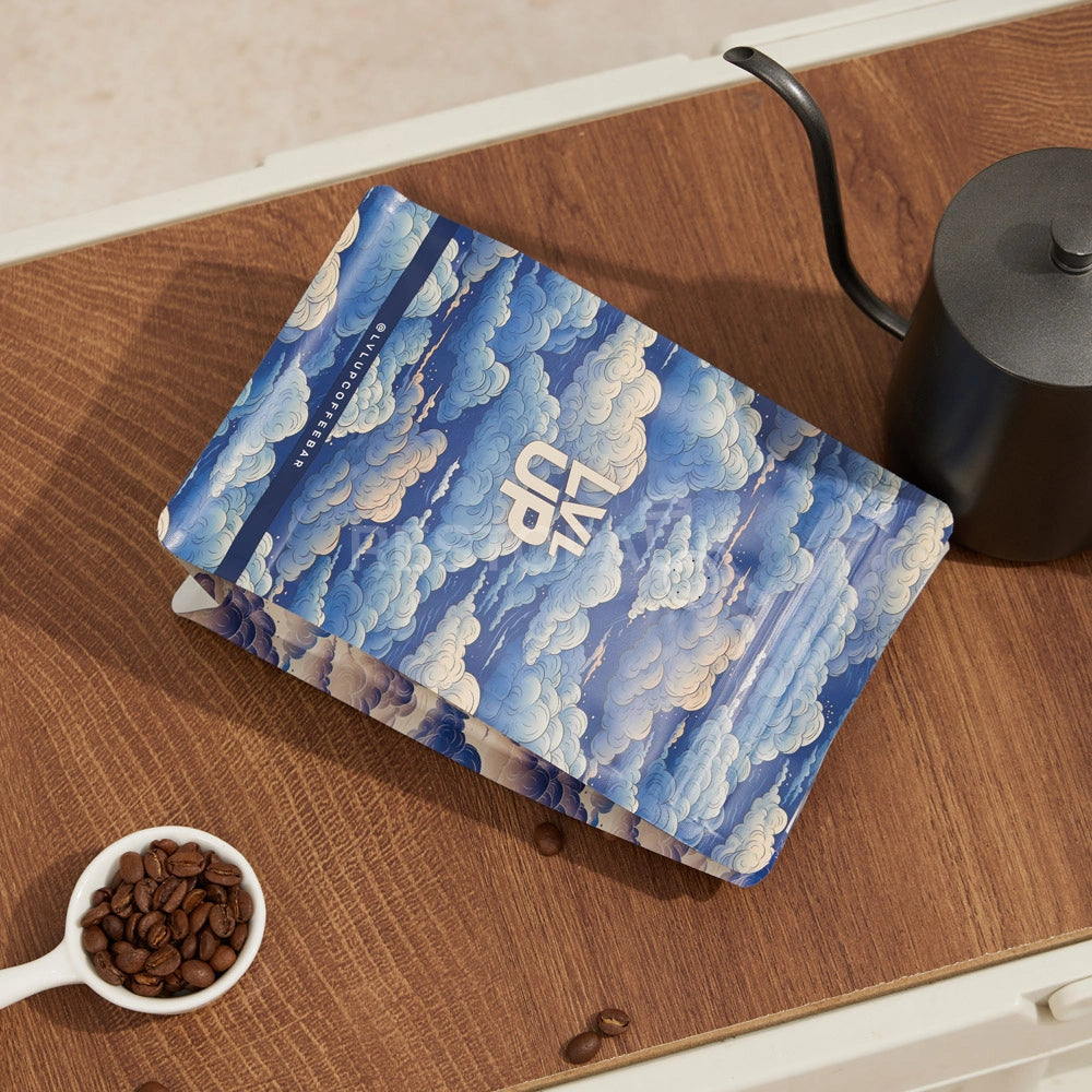 Cloud Pattern Flat Bottom Coffee Bag with Zipper