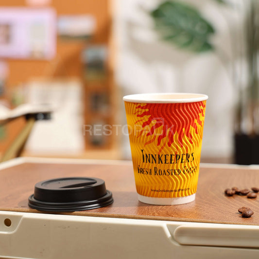 Custom 12 oz Triple Color Ripple Wall Coffee Cups