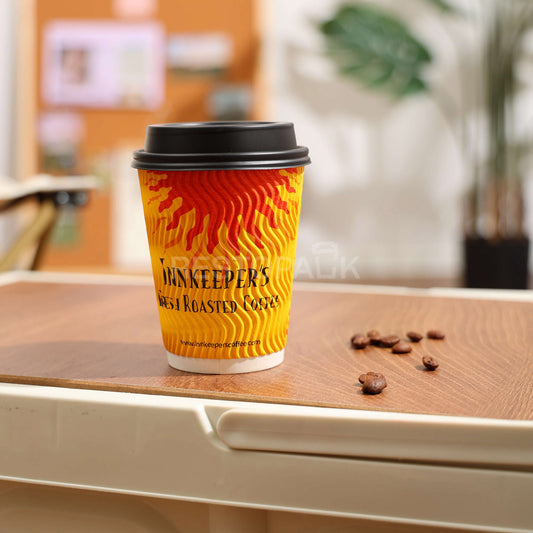 Custom 12 oz Triple Color Ripple Wall Coffee Cups