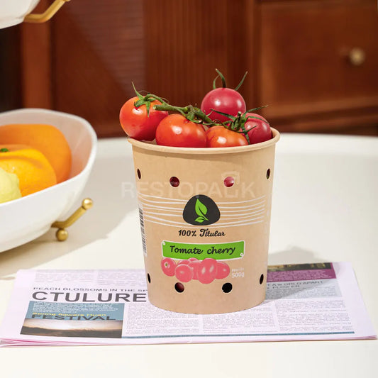 Custom 500g Cherry Tomato Kraft Paper Cups