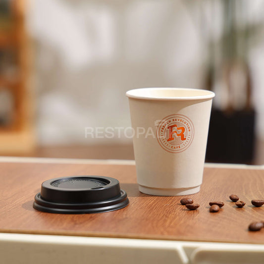 Custom 8 oz Double Wall Gold Foil Stamped Coffee Cups