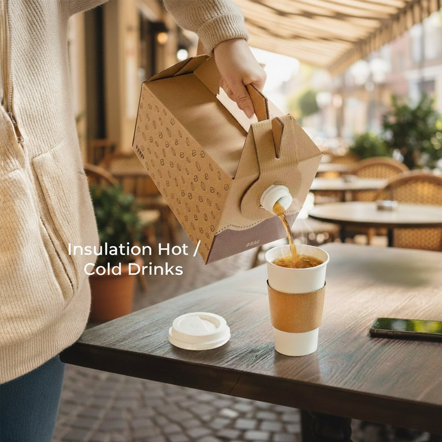 Custom 96 oz To-Go Coffee Carrier Boxes with Handles