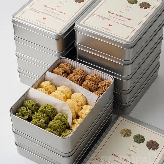 Cookie Tin Box with Lid for Bakery Gift Packaging