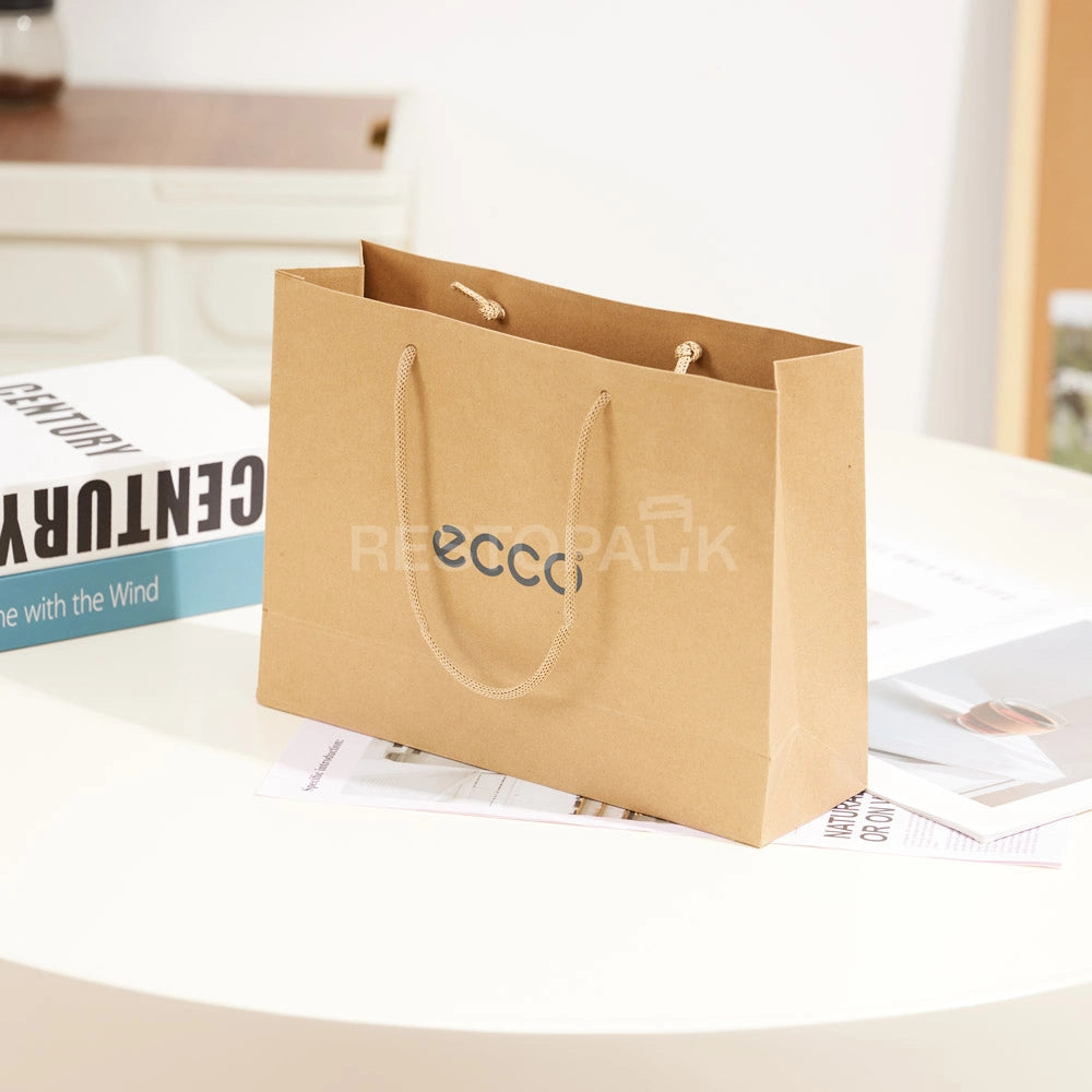 Custom Printed Brown Kraft Paper Shopping Bag with Rope Handles