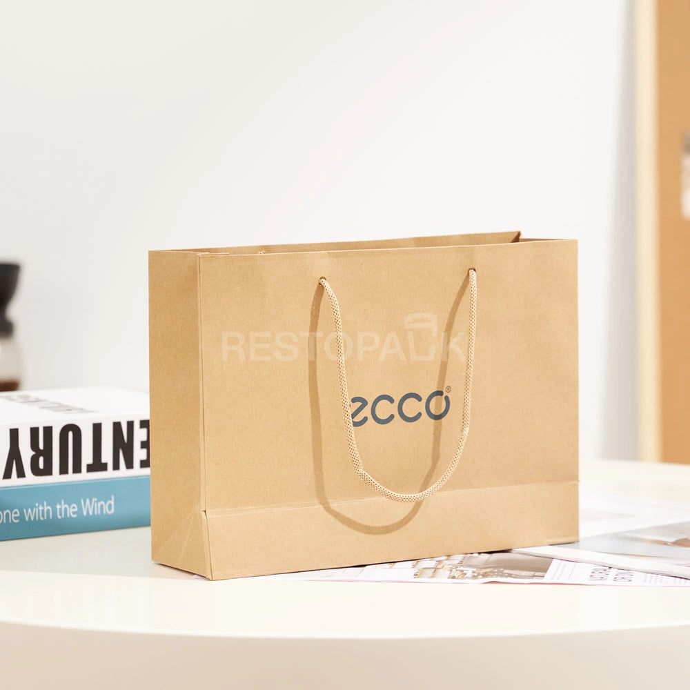 Custom Printed Brown Kraft Paper Shopping Bag with Rope Handles