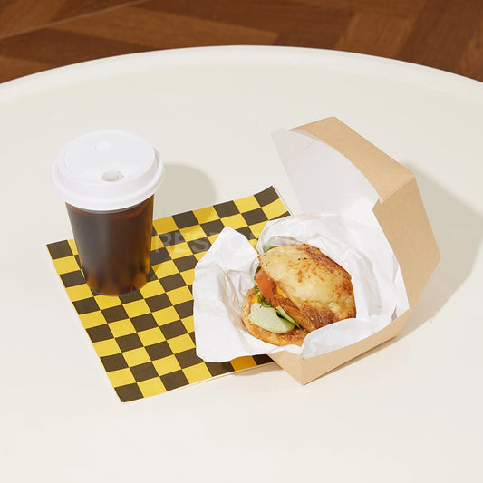 Custom Printed Brown Kraft Paper Burger Box with White Food-Grade Lining