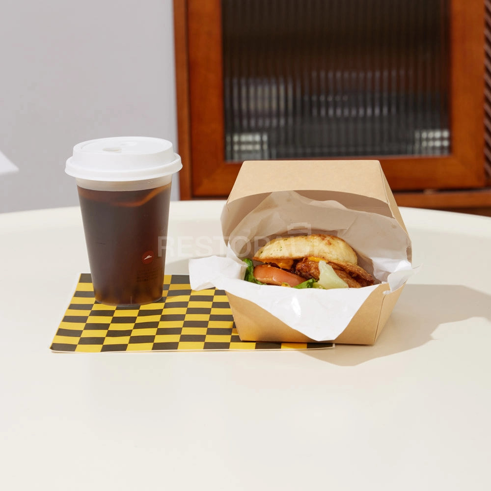 Custom Printed Brown Kraft Paper Burger Box with White Food-Grade Lining