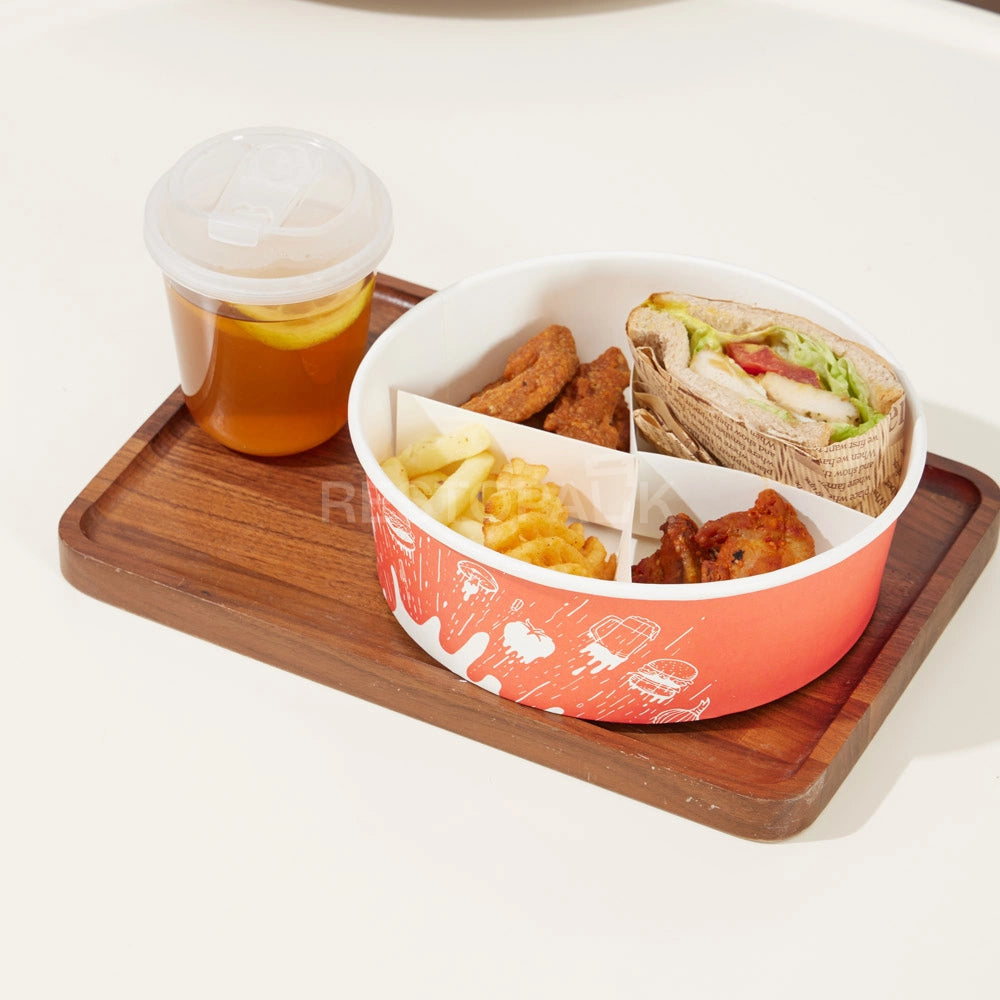 Custom Printed Kraft Paper Divided Food Bowl