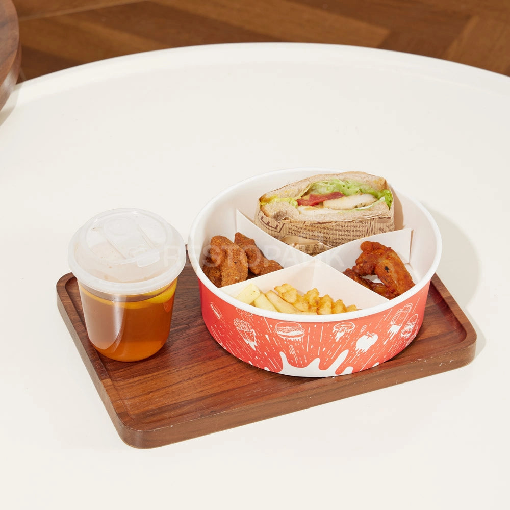 Custom Printed Kraft Paper Divided Food Bowl