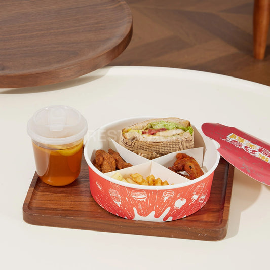 Custom Printed Kraft Paper Divided Food Bowl