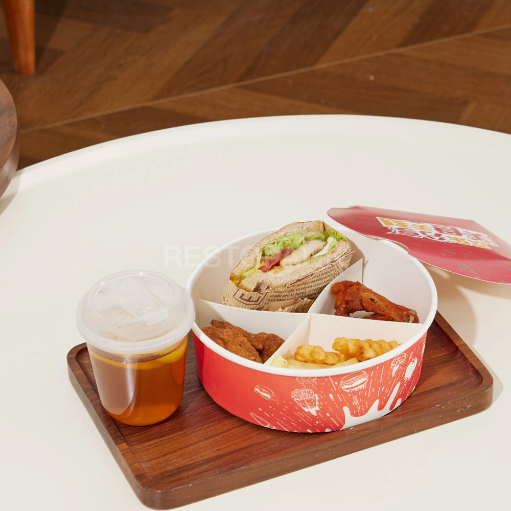 Custom Printed Kraft Paper Divided Food Bowl