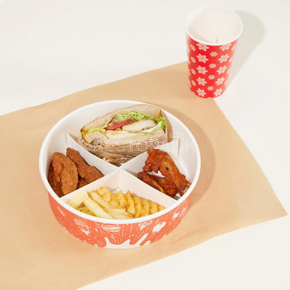 Custom Printed Kraft Paper Divided Food Bowl