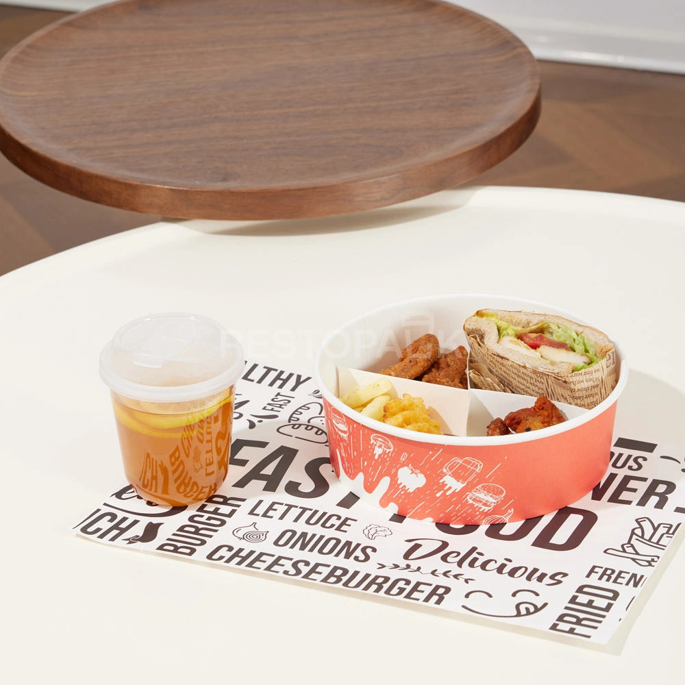 Custom Printed Kraft Paper Divided Food Bowl