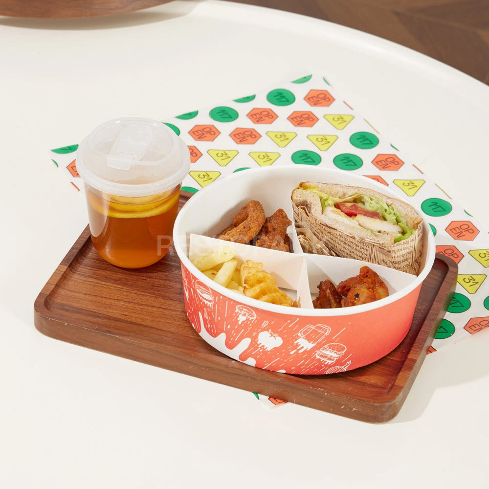 Custom Printed Kraft Paper Divided Food Bowl