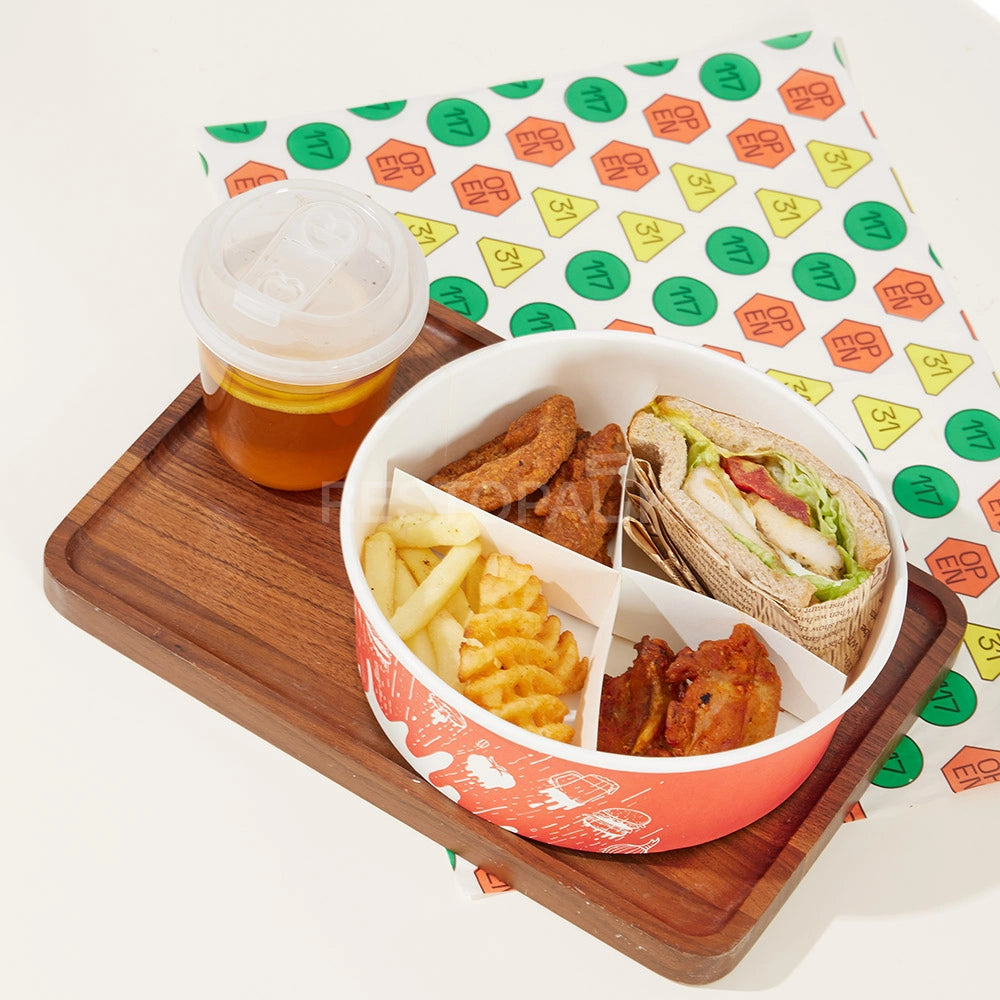 Custom Printed Kraft Paper Divided Food Bowl