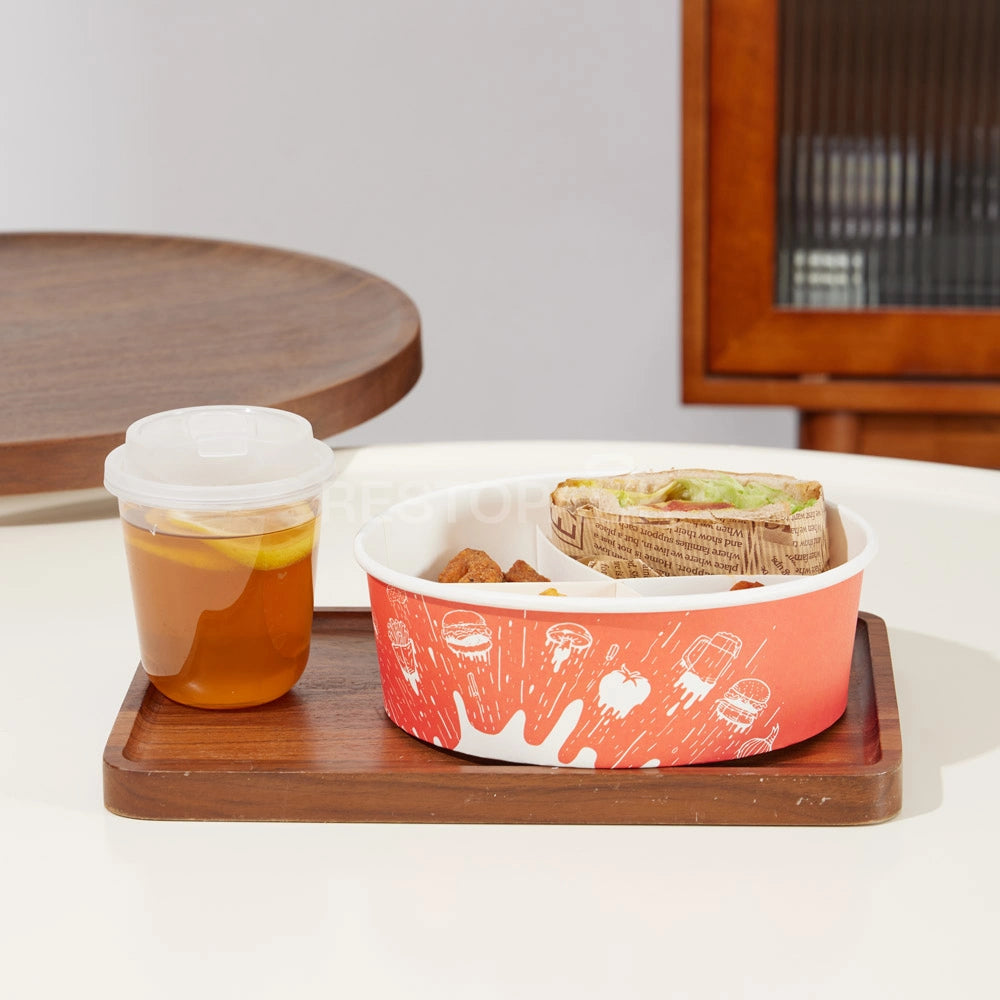 Custom Printed Kraft Paper Divided Food Bowl