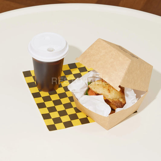 Custom Printed Tall Brown Kraft Paper Burger Box with White Food-Grade Lining