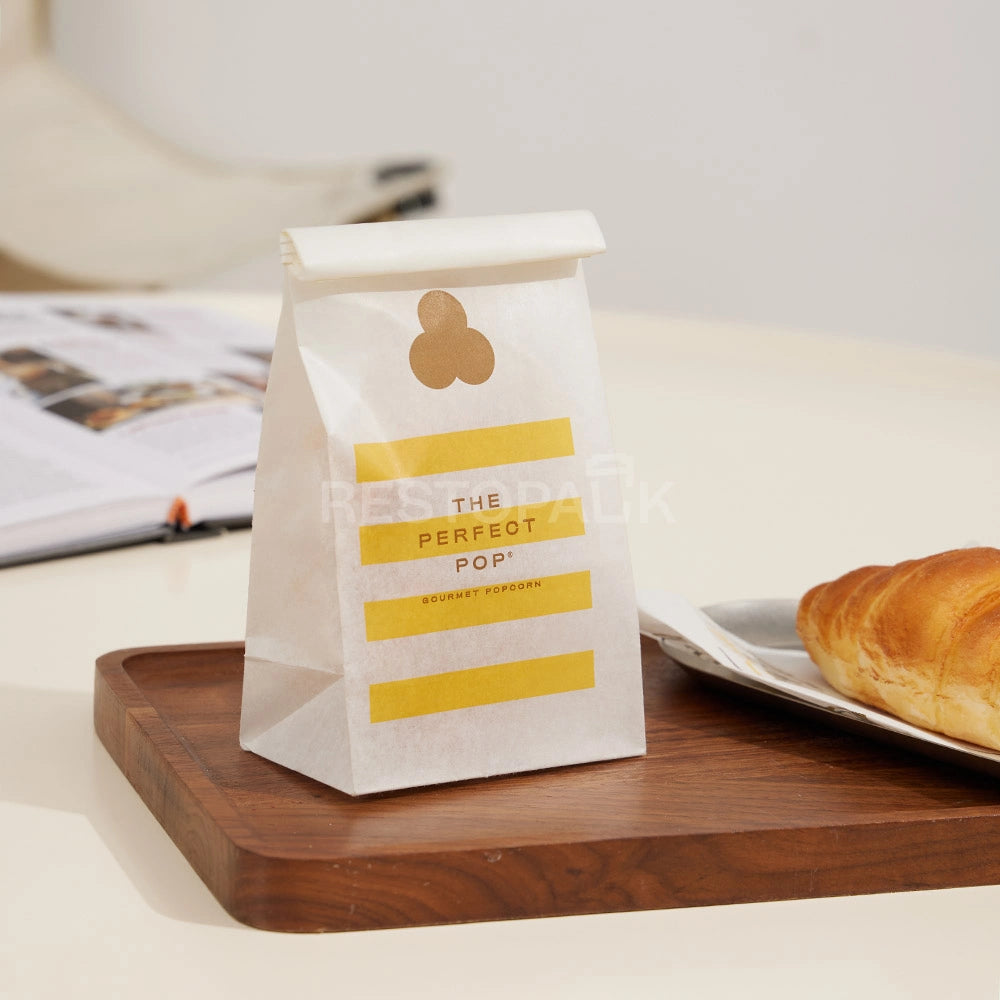 Custom Printed White Kraft Paper Snack Bag