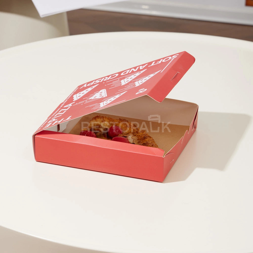 Custom Red Printed White Card Pizza Box