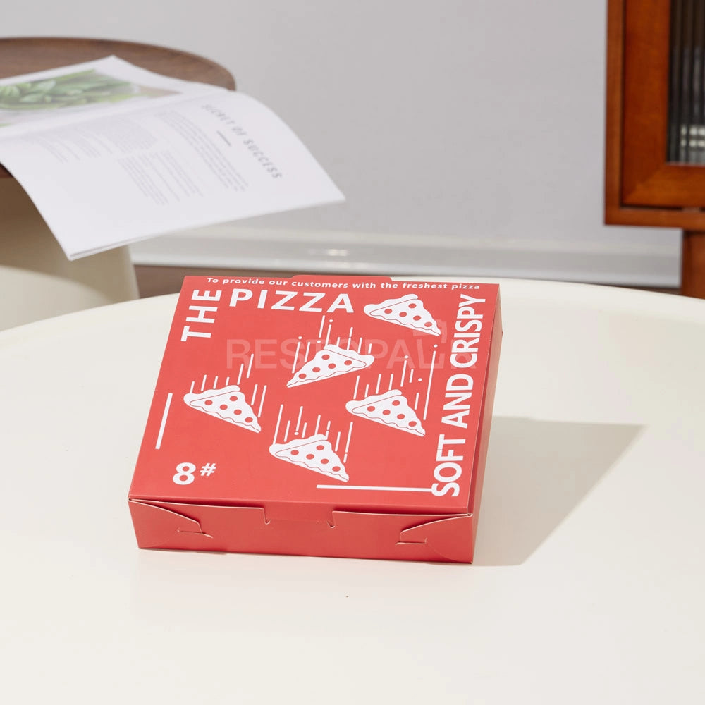 Custom Red Printed White Card Pizza Box