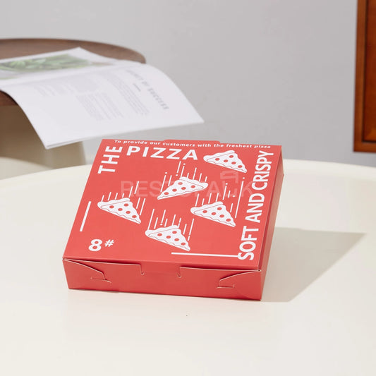 Custom Red Printed White Card Pizza Box