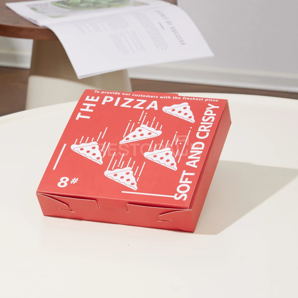 Custom Red Printed White Card Pizza Box