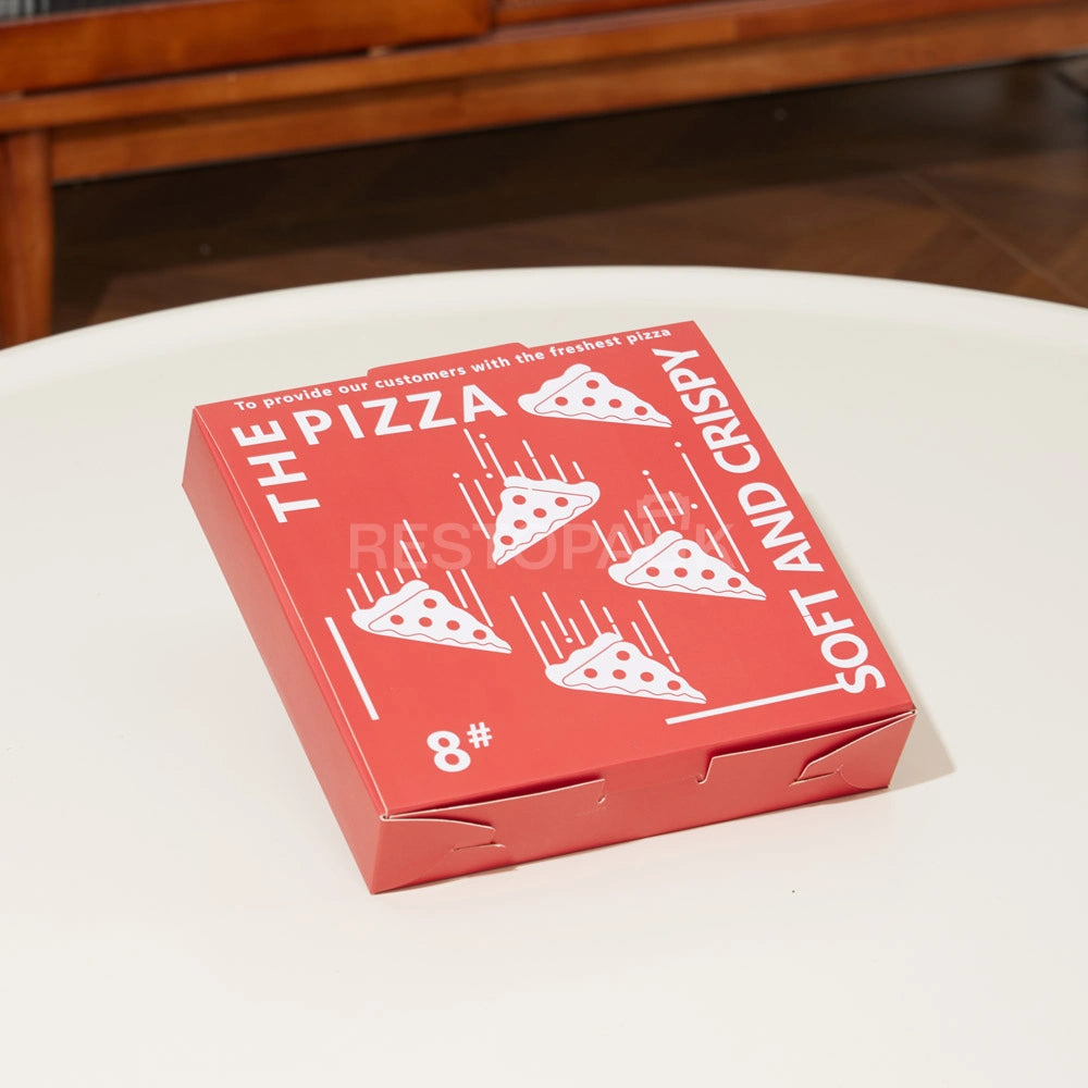 Custom Red Printed White Card Pizza Box