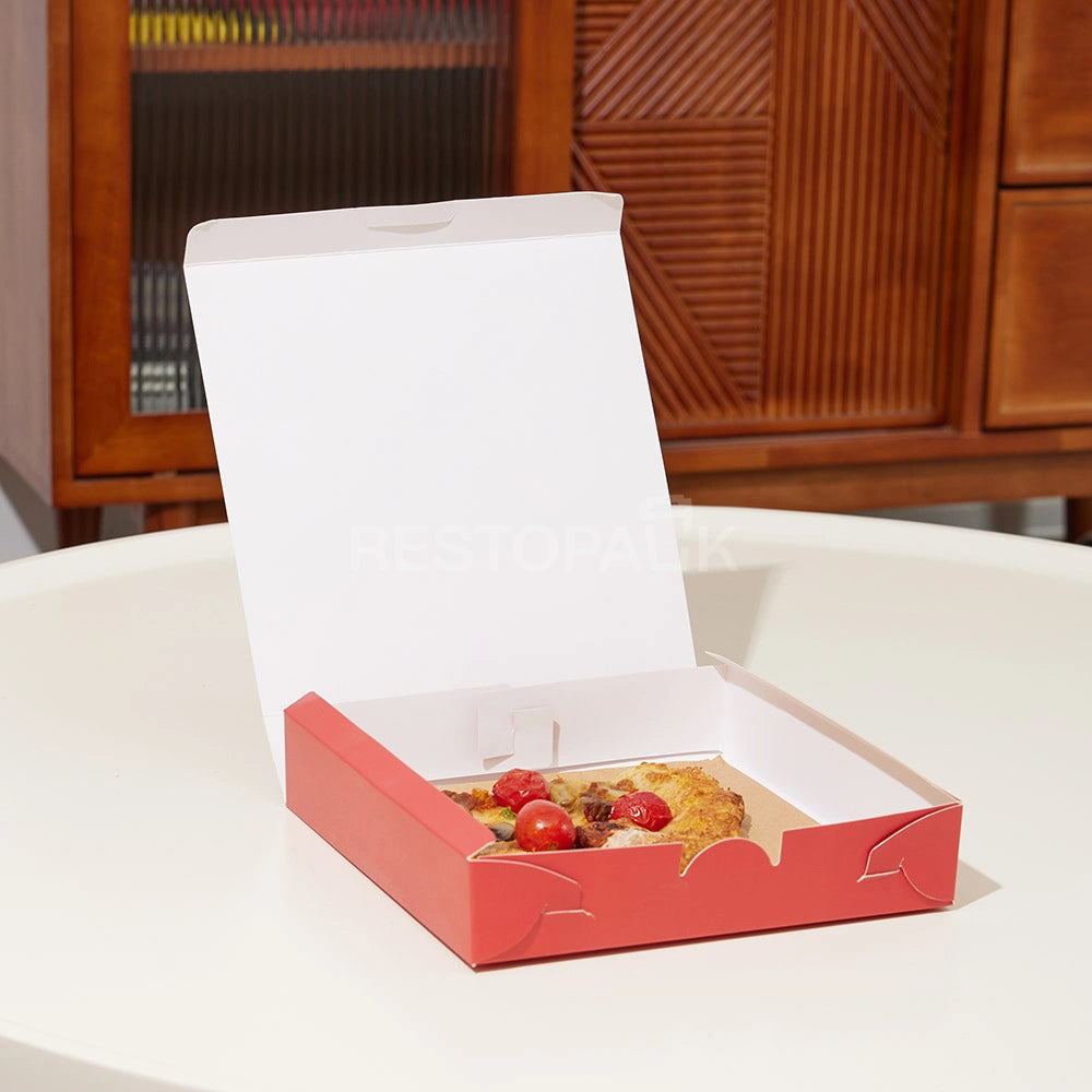 Custom Red Printed White Card Pizza Box