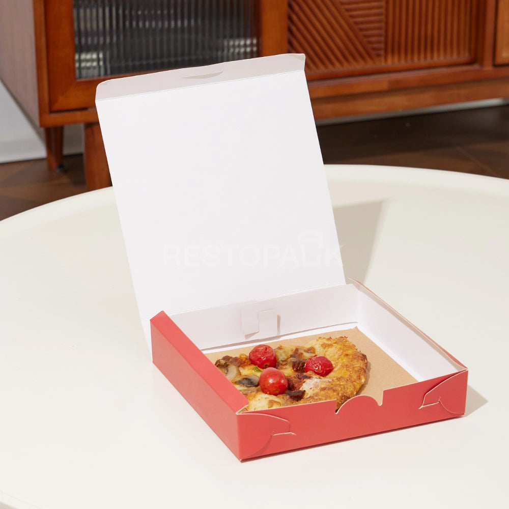 Custom Red Printed White Card Pizza Box