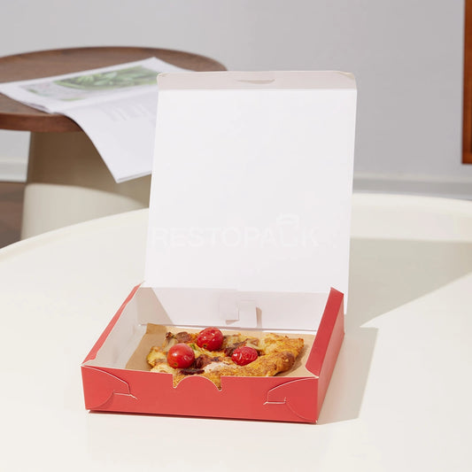 Custom Red Printed White Card Pizza Box