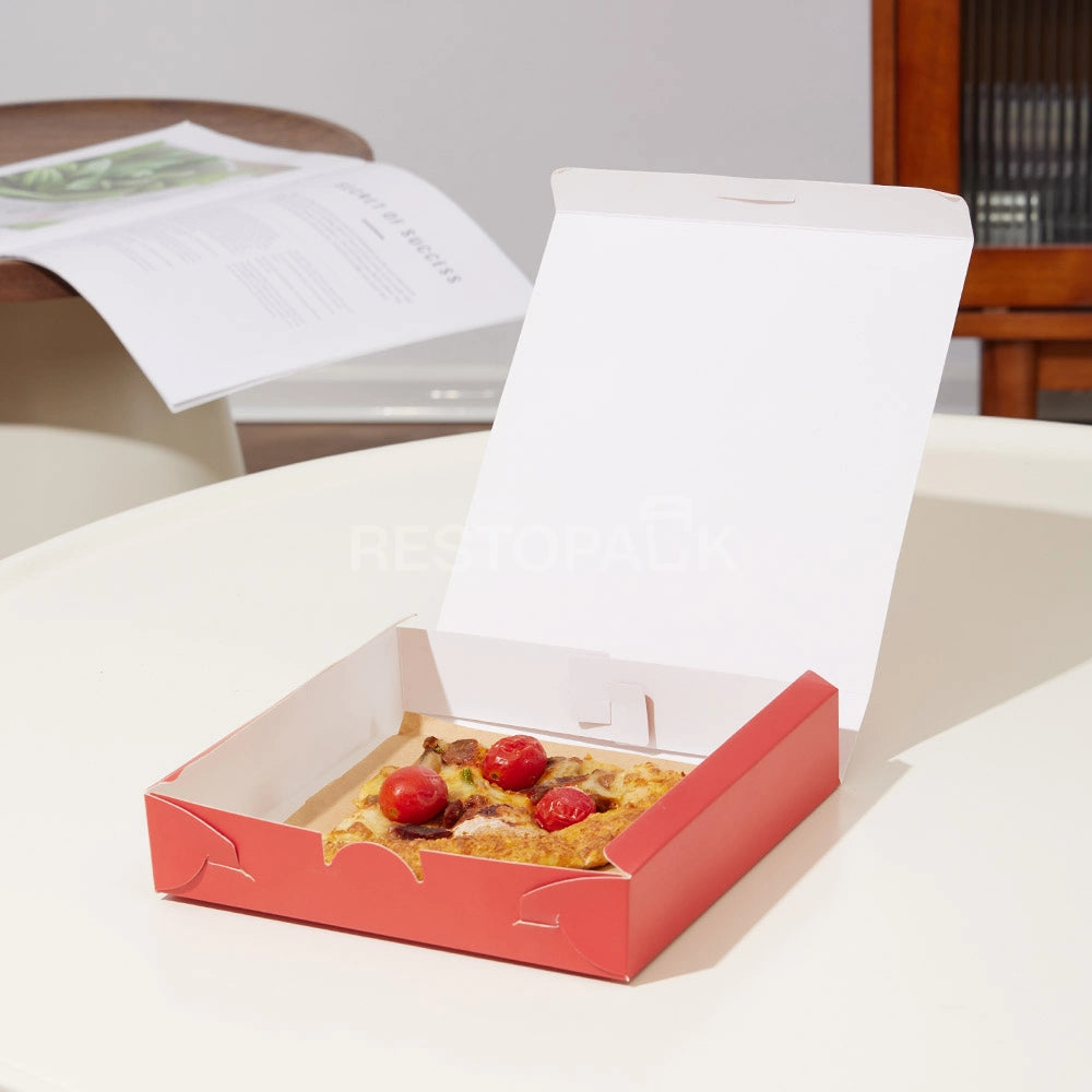 Custom Red Printed White Card Pizza Box