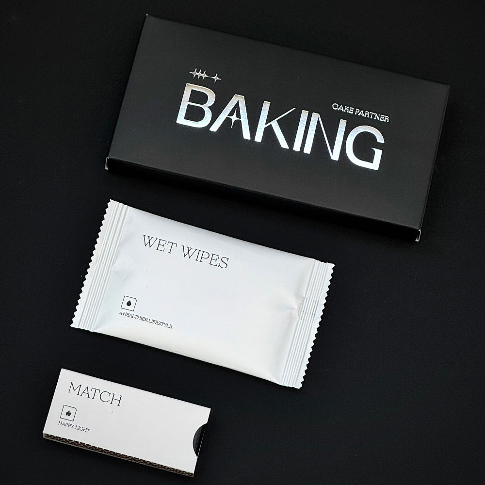 Custom Cake Tableware Party Set with Candle & Wipes