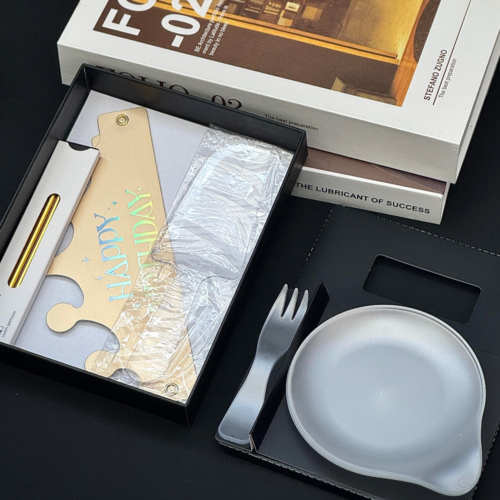 Custom Cake Tableware Party Set with Candle & Wipes