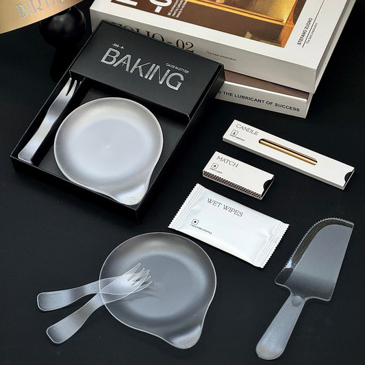 Custom Cake Tableware Party Set with Candle & Wipes