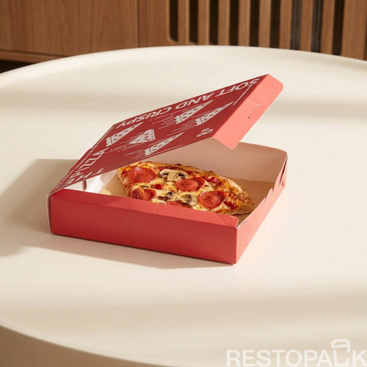 Custom Red Printed White Card Pizza Box