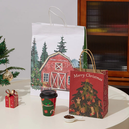 Customizable Christmas Barn Paper Gift Bag
