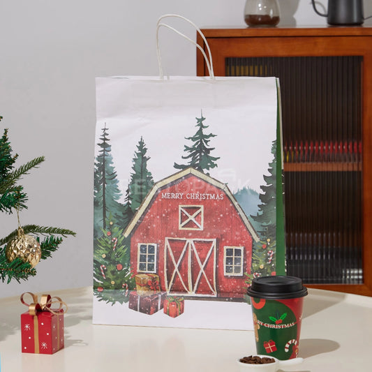 Customizable Christmas Barn Paper Gift Bag