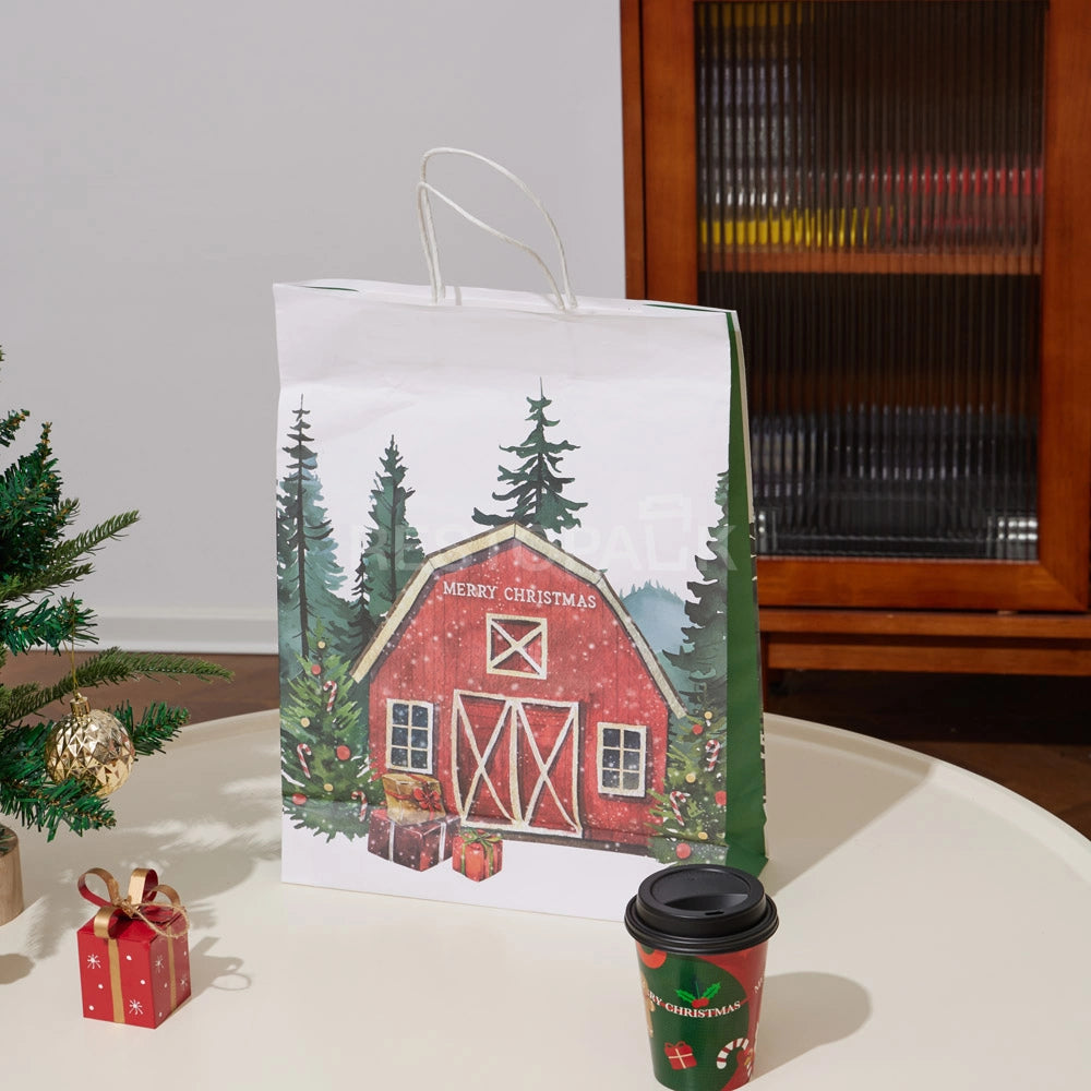 Customizable Christmas Barn Paper Gift Bag