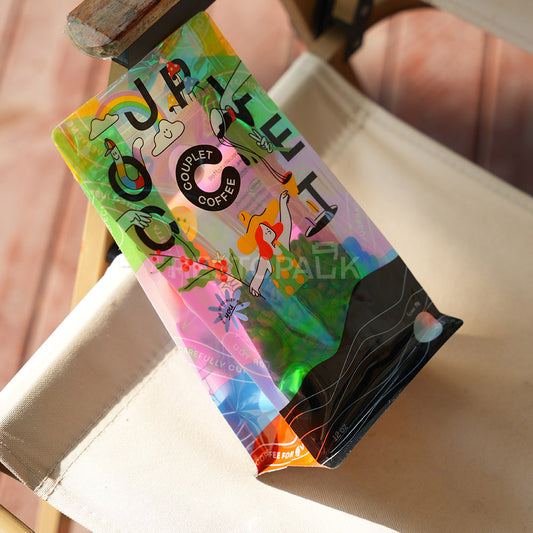 Transparent Holographic Flat Bottom Coffee Bags with Zipper
