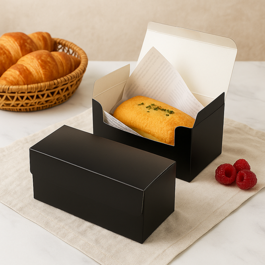 Eco-Friendly Rectangular Black Flip Lid Paper Box for Bakery Packaging