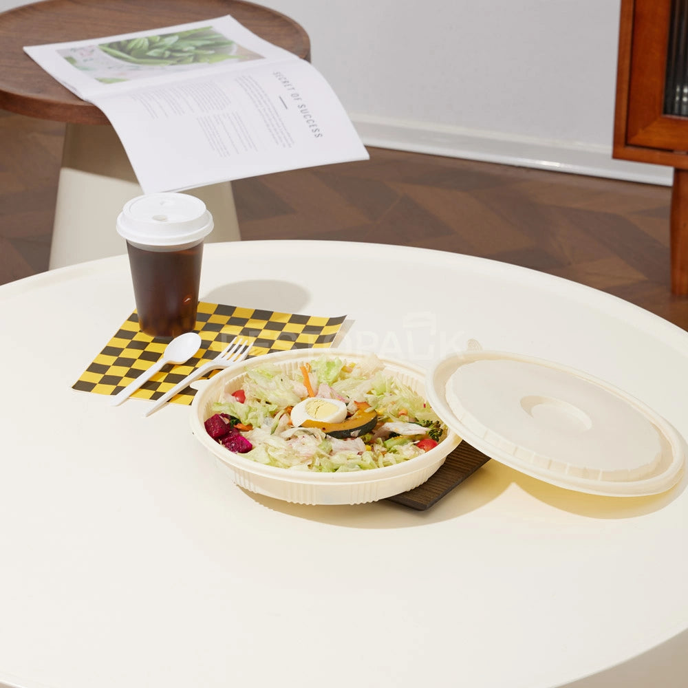 Flat Round Cornstarch Container