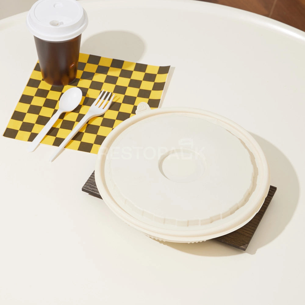 Flat Round Cornstarch Container