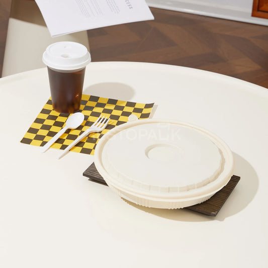 Flat Round Cornstarch Container