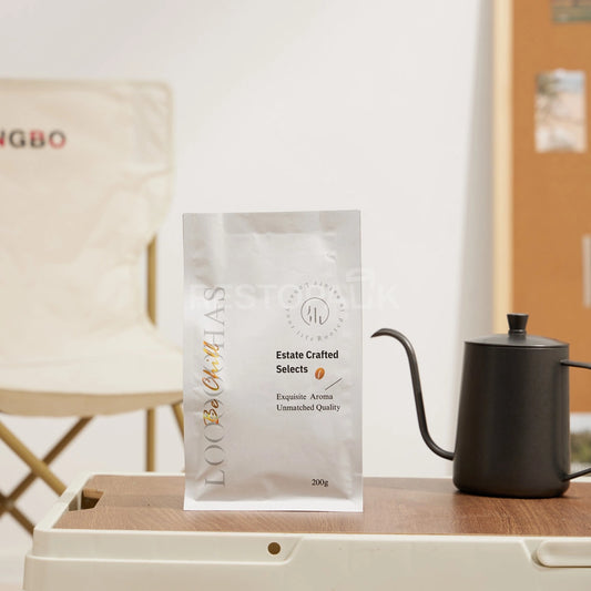 Glossy White Eight-Side Seal Coffee Bag with Valve & Side Printing