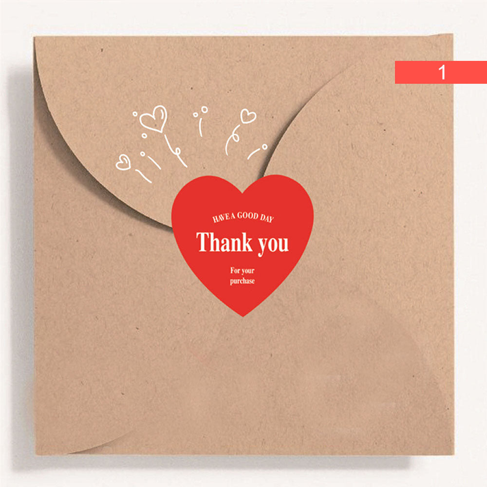 Heart Shaped Thank You Seal Sticker Roll - 500/Roll
