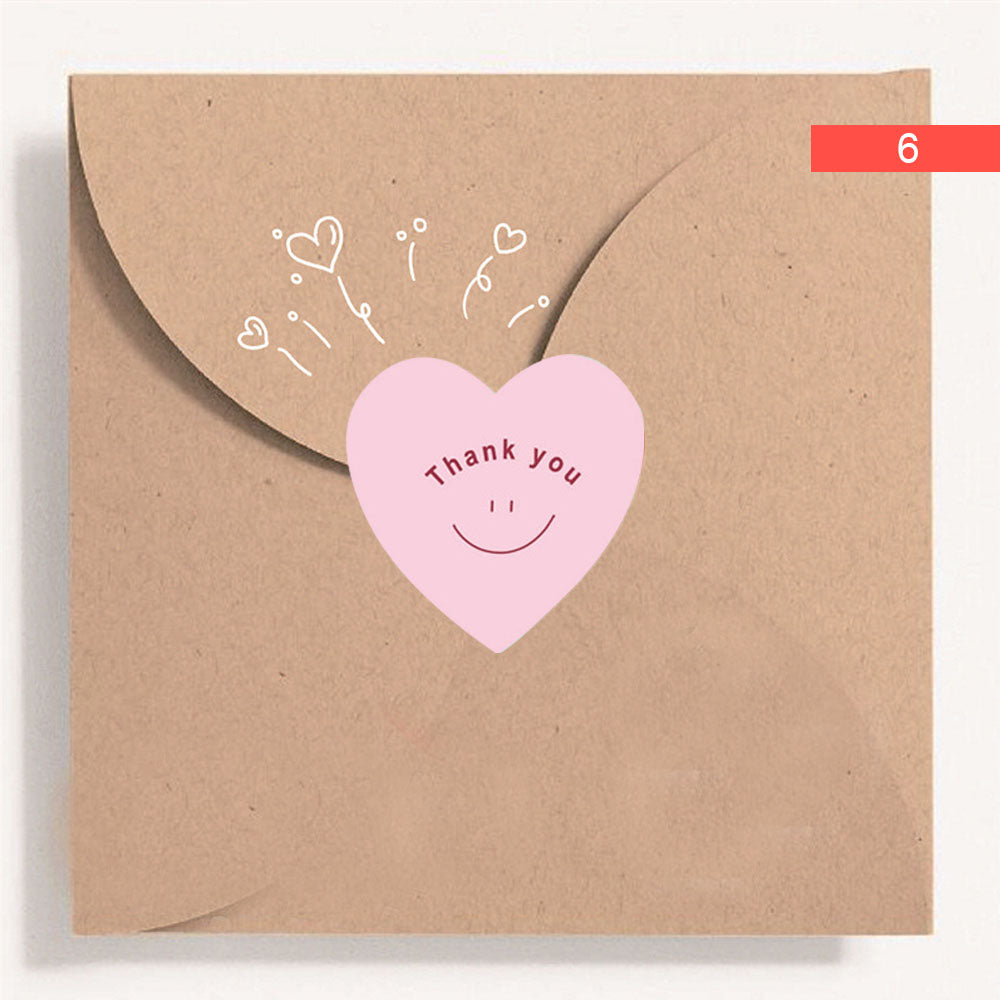 Heart Shaped Thank You Seal Sticker Roll - 500/Roll