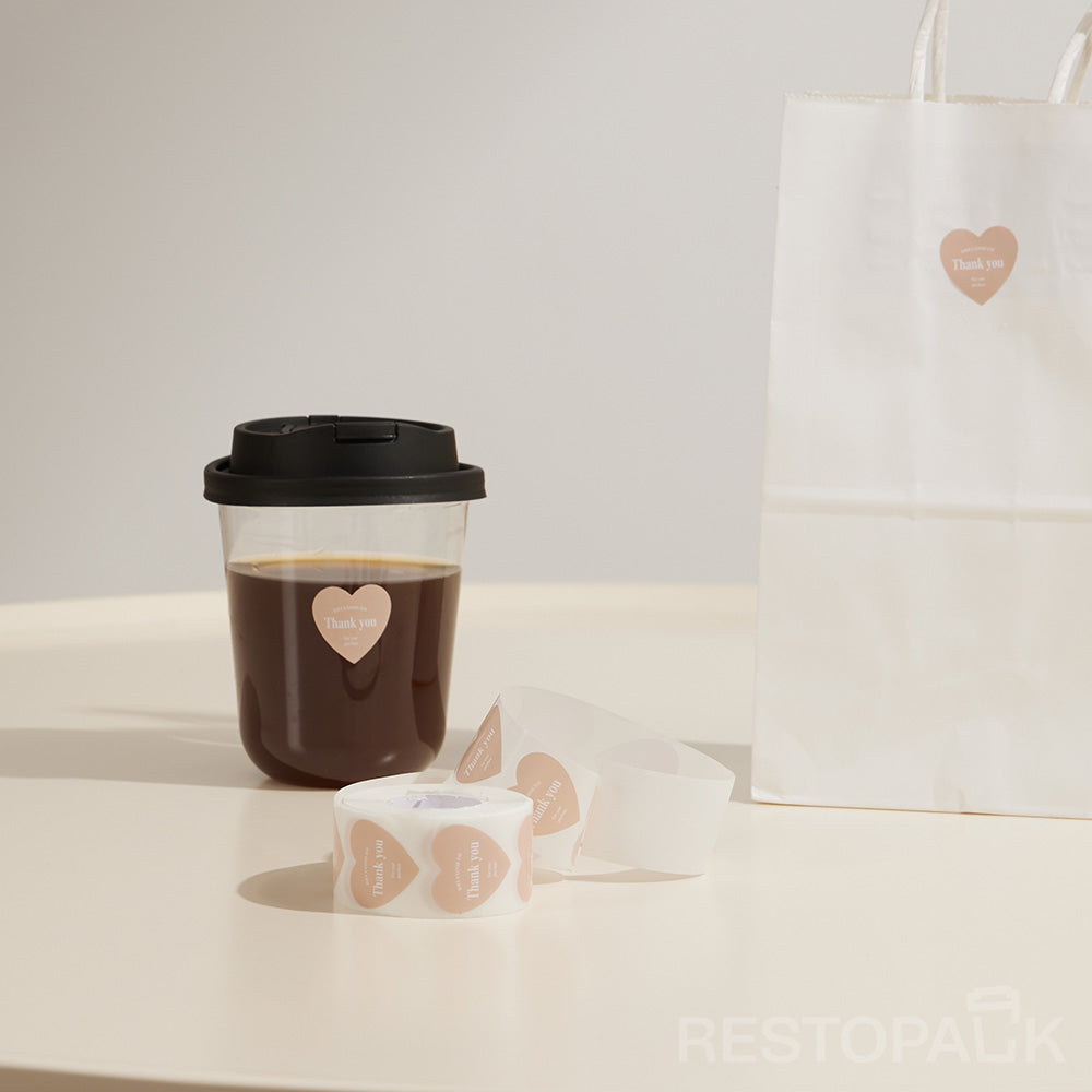 Heart Shaped Thank You Seal Sticker Roll - 500/Roll