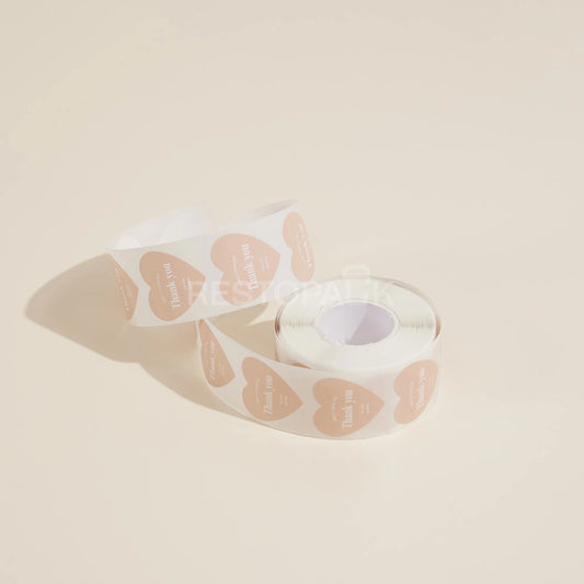 Heart Shaped Thank You Seal Sticker Roll - 500/Roll