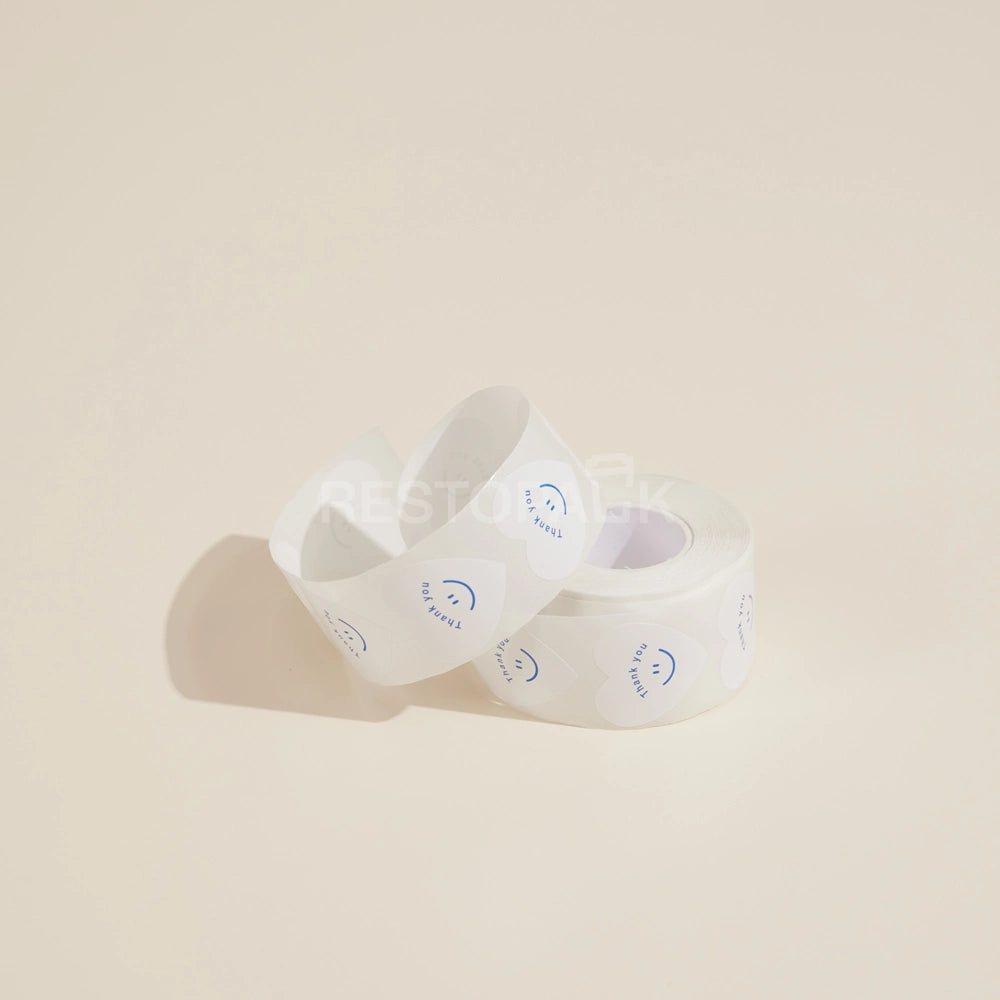 Heart Shaped Thank You Seal Sticker Roll - 500/Roll